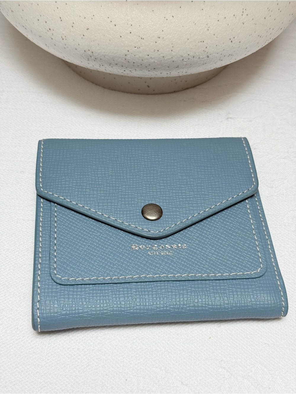 Blue Leather Compact Wallet